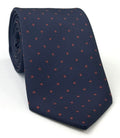 Red & Off-White on Midnight Blue Macclesfield Printed Silk Tie MCT-584