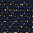 {[en]:Sky Blue, White, Blue & Burnt Orange on Dark Navy Blue Print Pattern Silk Tie