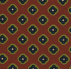 Dark Blue, White & Lime Green on Dark Burnt Orange Print Pattern Silk Tie #MCT-591