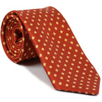 {[en]:White & Mandarin on Red Print Pattern Silk Tie