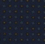 ネイビーブルー地にスカイブルー、ホワイト、バーントオレンジのプリント柄シルクタイ #MCT-602