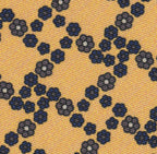 Dark Blue & Dark Gray on Soft Yellow with a touch of Red Print Pattern Silk Tie #MCT-604