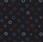 Sky Blue, Red, Orange, White, Burnt Orange & Dark Green on Dark Navy Blue Print Pattern Silk Pocket Square MCP-608