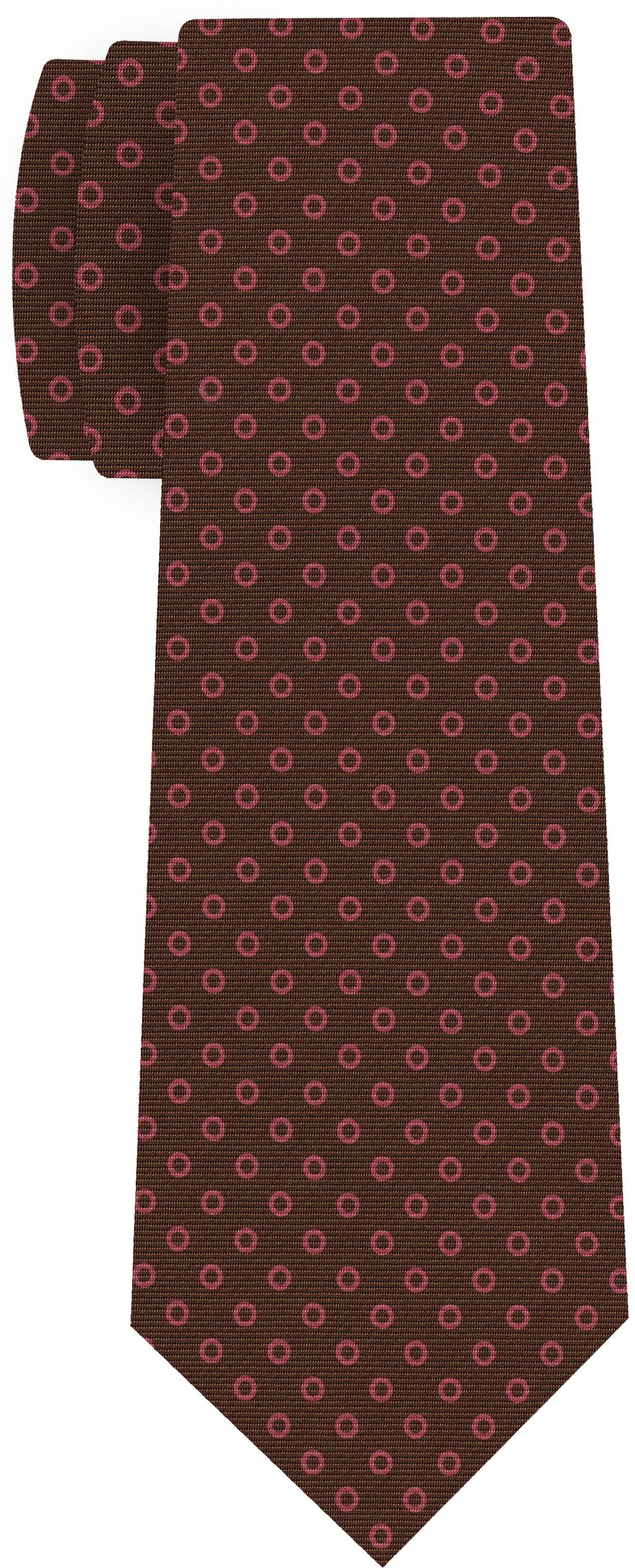 {[en]:Light Pink on Chocolate Print Pattern Silk Tie