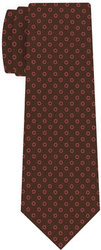 {[en]:Light Pink on Chocolate Print Pattern Silk Tie