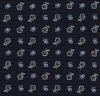 {[en]:White & Sky Blue on Dark Navy Blue Print Pattern Silk Tie