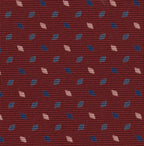 {[en]:Blue, Light Pink & Sky Blue on Dark Red Print Pattern Silk Tie