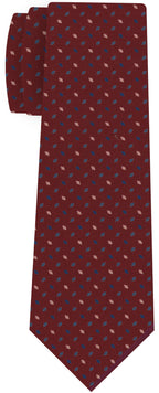 {[en]:Blue, Light Pink & Sky Blue on Dark Red Print Pattern Silk Tie