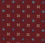 {[en]:Blue, Sky Blue & Off-White on Dark Red Print Pattern Silk Tie