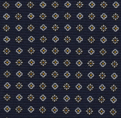 {[en]:Burnt Orange & Off-White on Dark Navy Blue Print Pattern Silk Tie
