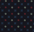 {[en]:Red, Blue & Light Yellow on Dark Navy Blue Print Pattern Silk Tie