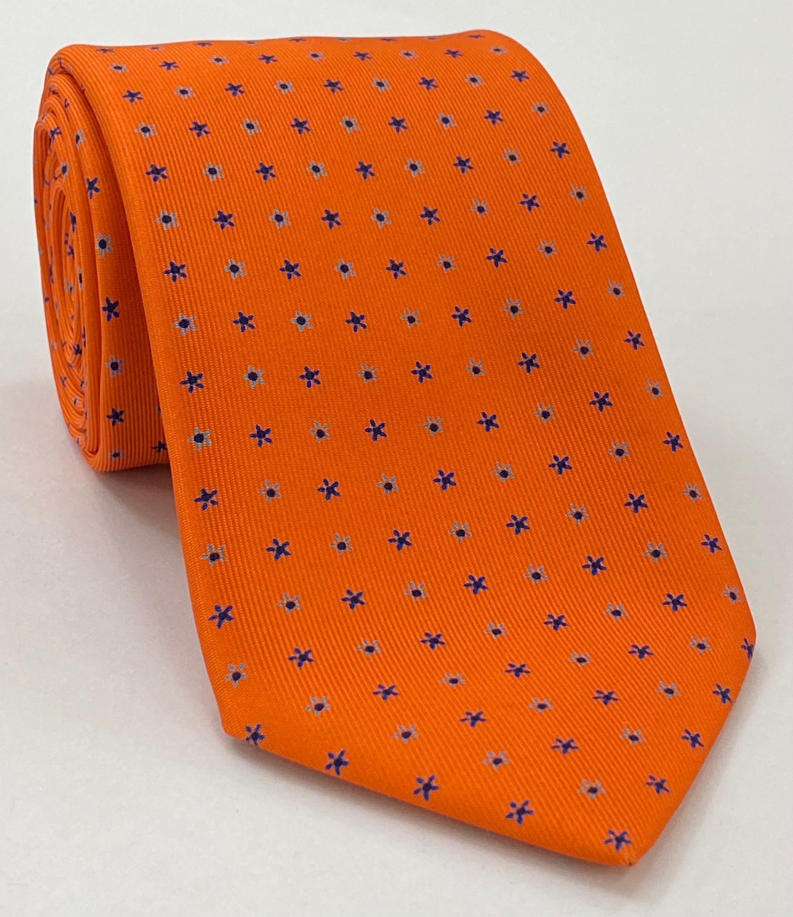 Sky Blue & Navy Blue on Mandarin Pattern Silk Tie MCT-647