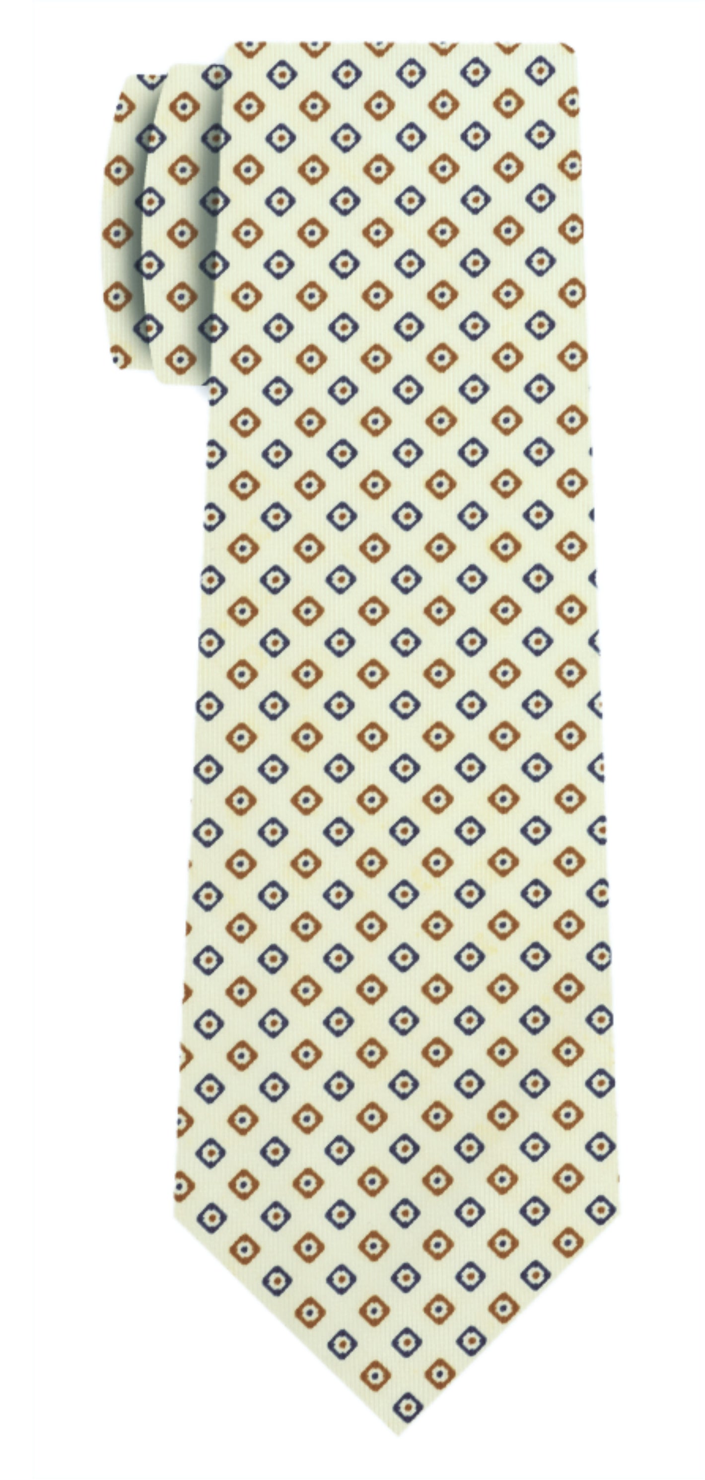 {[en]:Blue Brown on Yellow Corn New Print Silk Tie