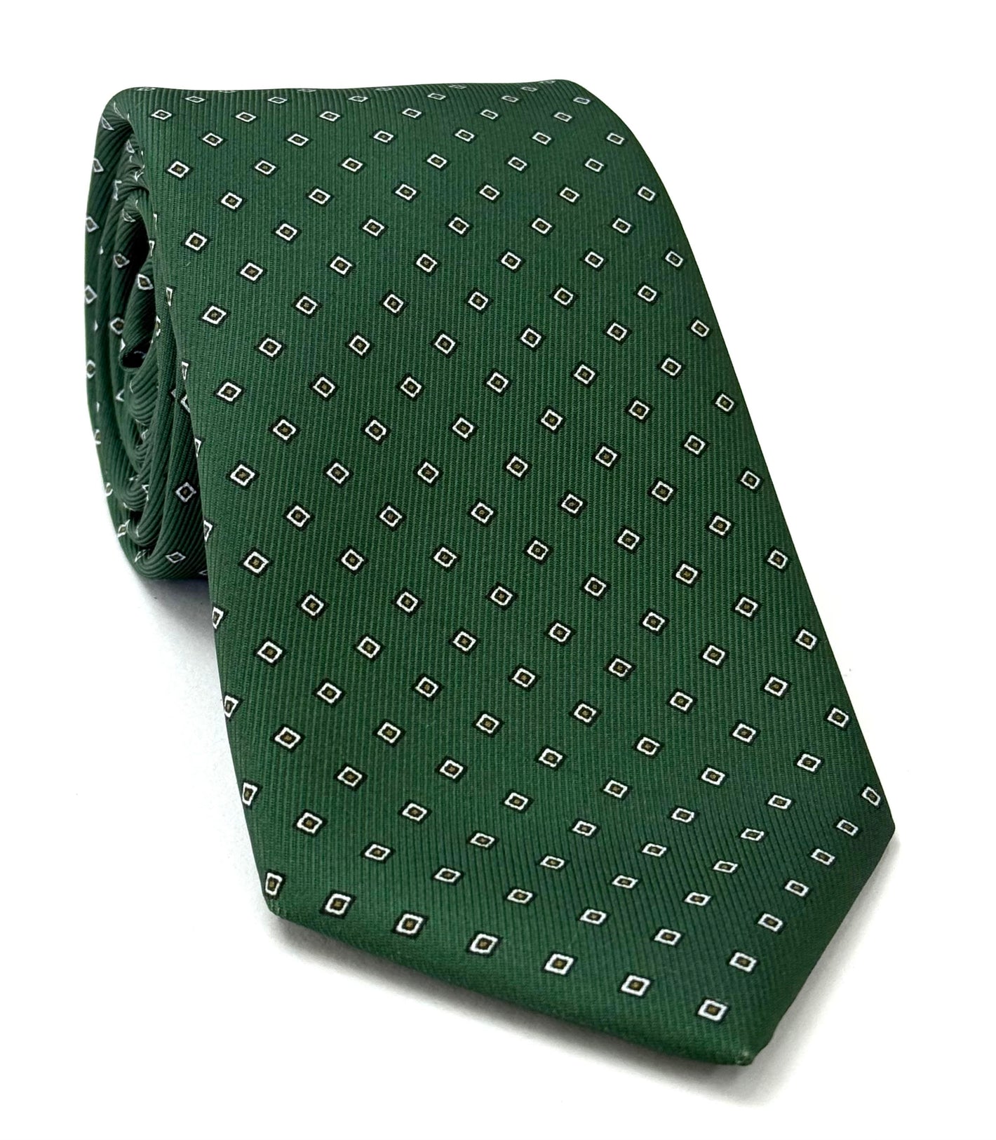 화이트 블랙 브라운 포레스트 그린 프린트 실크 타이 MCT-654