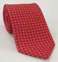 Sky Blue & Midnight Blue on Bright Red Macclesfield Printed Silk Tie MCT-660