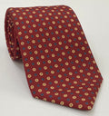Powder Blue, Midnight Blue, Light Yellow on Dark Red Macclesfield Printed Silk Tie MCT-661