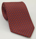 Sky Blue, Midnight Blue, Light Yellow on Dark Red Macclesfield Printed Silk Tie MCT-662