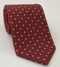 Powder Blue, Midnight Blue & Off-White on Light Burgundy Macclesfield Printed Silk Tie MCT-664