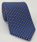Powder Blue, Gold, Off-White & Dark Red on Blue Macclesfield Printed Silk Tie MCT-666