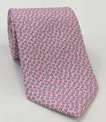 White & Blue on Pink Macclesfield Printed Silk Tie MCT-668