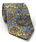Sky Blue,  Purple, Black, Off White  & Yellow Macclesfield Printed Silk Tie MCT-697