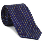 {[en]:Sky Blue, Light Yellow & Orange on Dark Purple Print Pattern Silk Tie