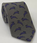 Purple & Black on Charcoal Gray Macclesfield Printed Rabbit Wool Tie MCWT-5