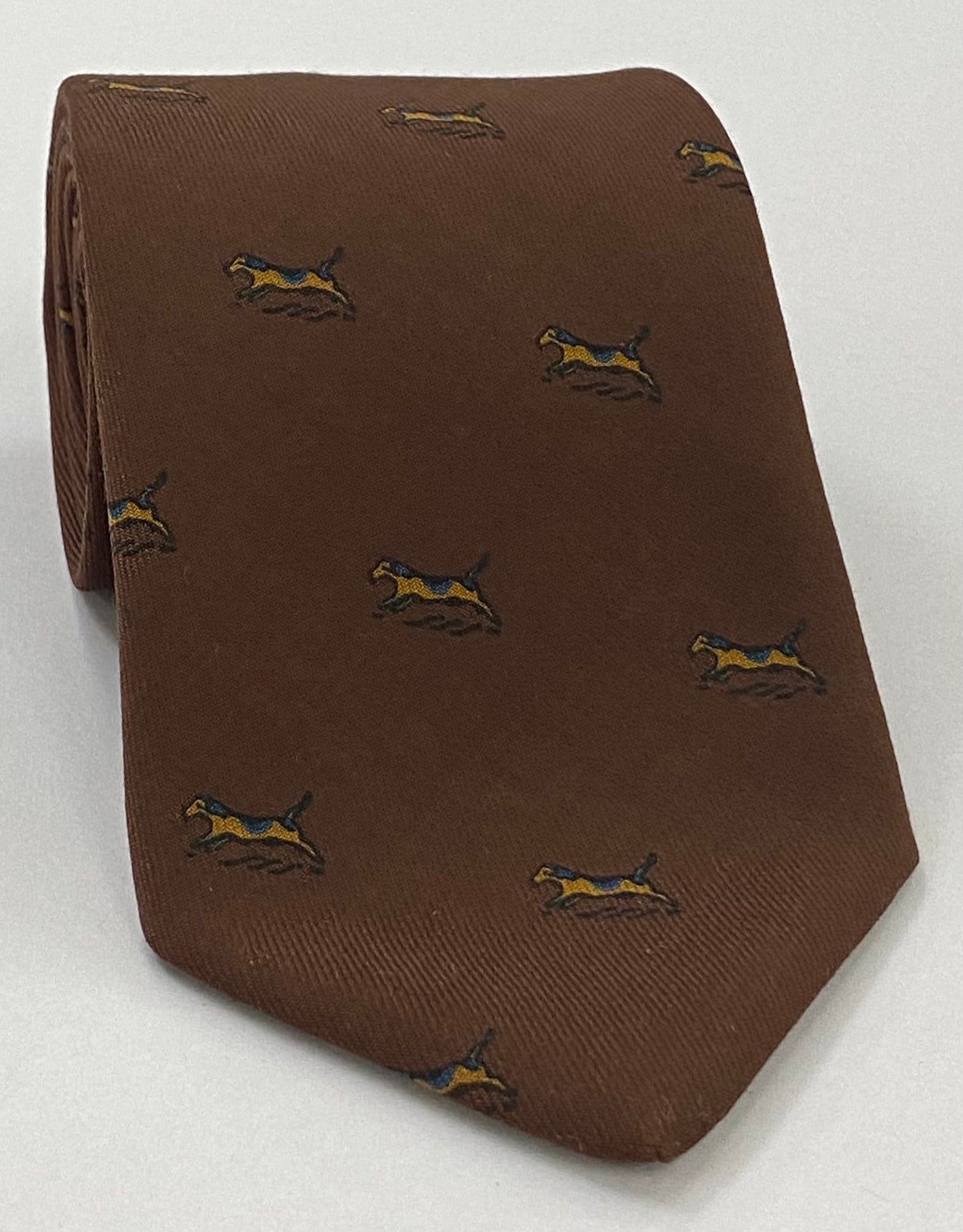 옐로우, 블루 & 블랙 초콜릿 울 패턴 프린트 타이 MCWT-6