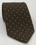 Off-White on Dark Chocolate Macclesfield Printed Wool Tie MCWT-9