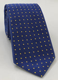 Yellow Gold on Dark Navy Blue Mogador Pin Dot Tie MGPDT-2