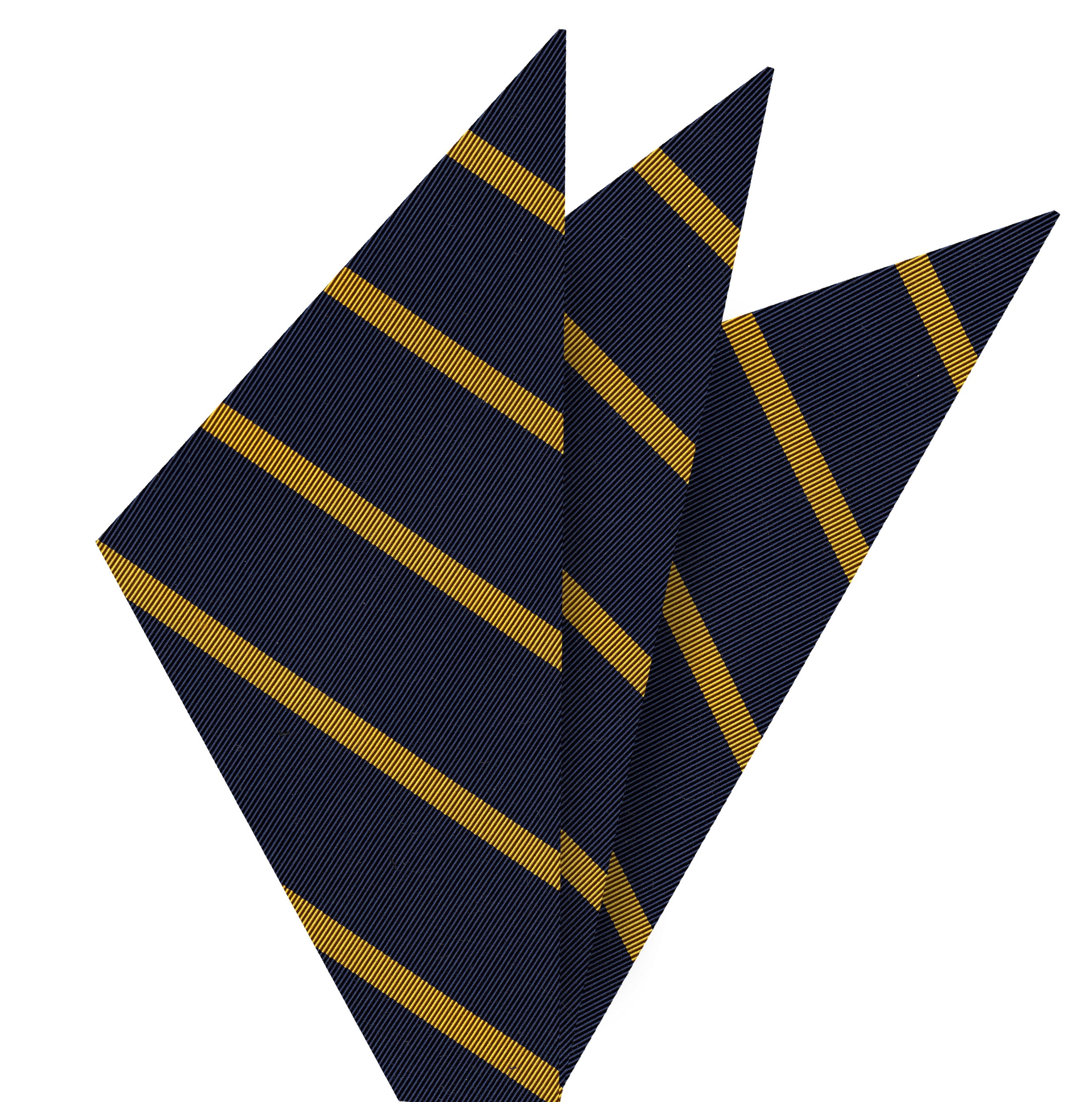 {[en]:Yellow Gold on Navy Mogador Striped Pocket Square
