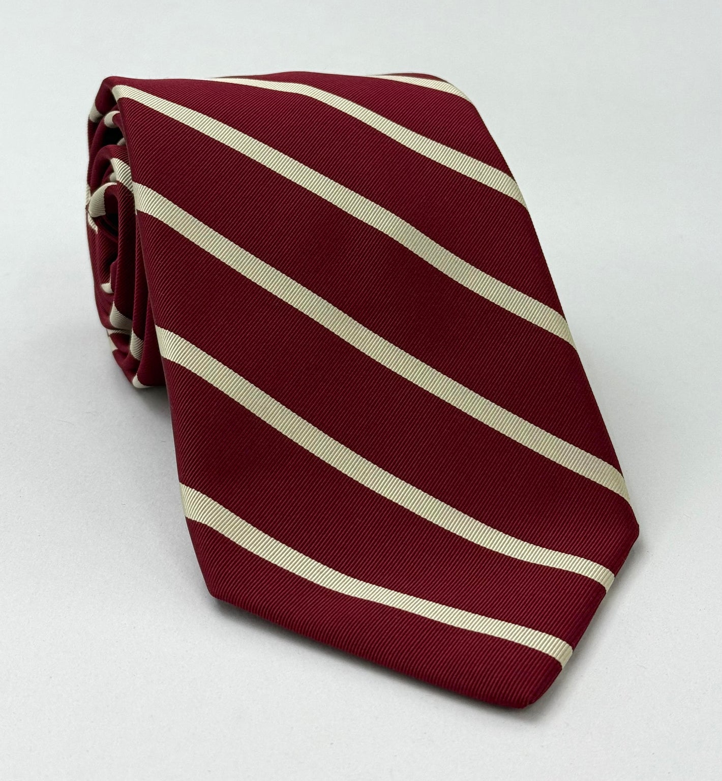 Off-White on Dark Red Mogador Striped Tie MGST-1