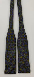 Olive Green & Light Blue on Gray Macclesfield Modern Madder Printed Silk Bow Tie MMPBT-186