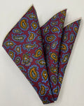 Fuchsia on Red Macclesfield Madder Printed Silk Pocket Square MMPP-110