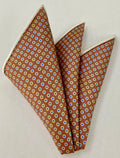 Blue & Off White on Brown Macclesfield Madder Printed Silk Bow Tie MMPBT-153