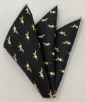 Off White on Black Macclesfield Madder Printed Silk Pocket Square MMPP-178
