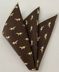 Off White on Chocolate Macclesfield Madder Printed Silk Pocket Square MMPP-181