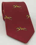 Dark Cream & Yellow on Maroon Macclesfield Modern Madder Printed Silk Tie MMPT-159