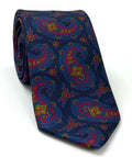 Light Blue & Pink on Navy Macclesfield Modern Madder Printed Silk Tie MMPT-250