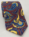 Light Blue, Yellow & White on Navy Macclesfield Modern Madder Printed Silk Tie MMPT-64