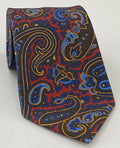 Light Blue on Brown Macclesfield Modern Madder Printed Silk Tie MMPT-94