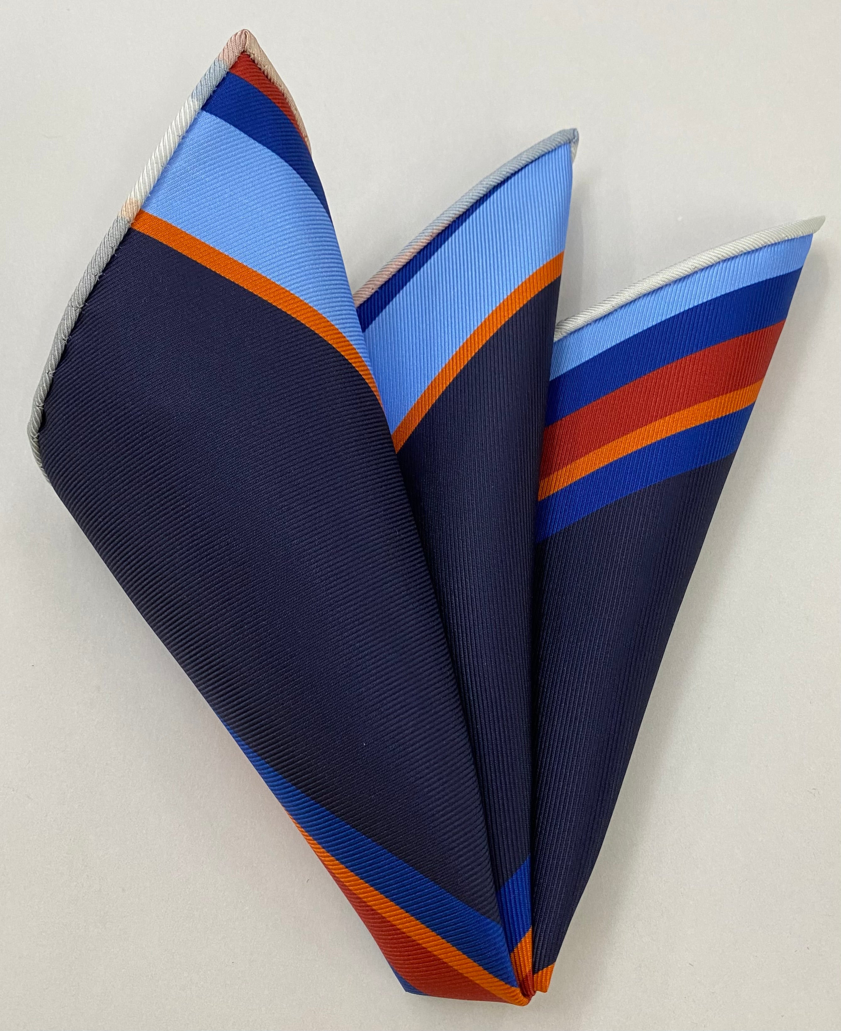 Modern Madder Print Stripe Silk Pocket Square MMSP-10