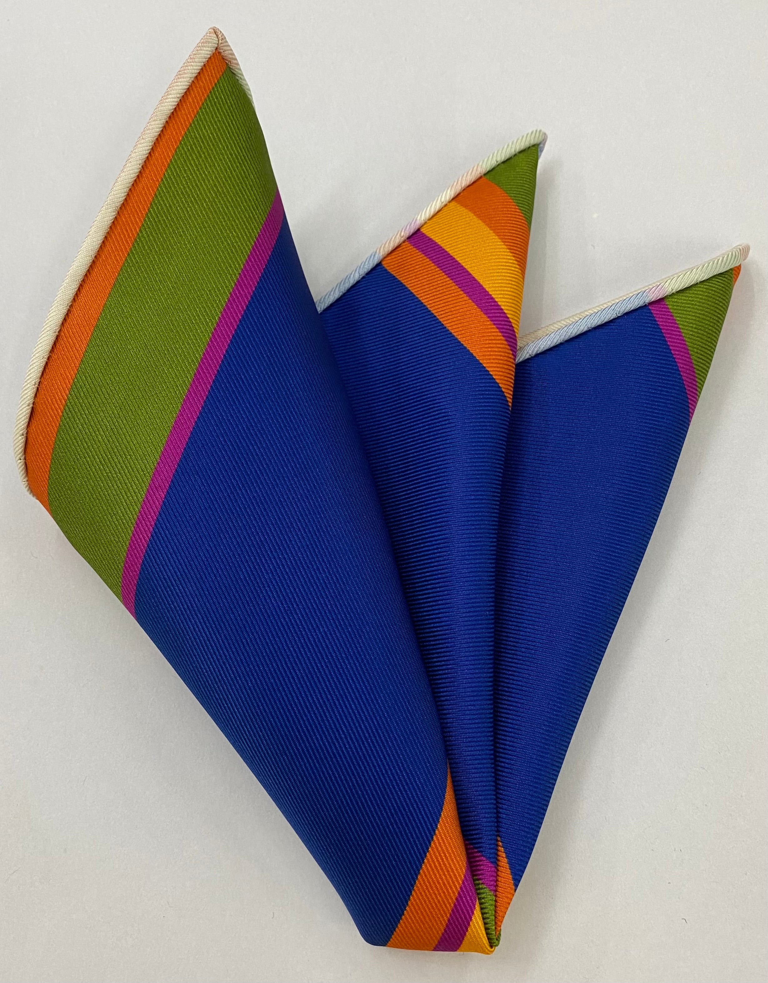 Modern Madder Print Stripe Silk Pocket Square MMSP-11