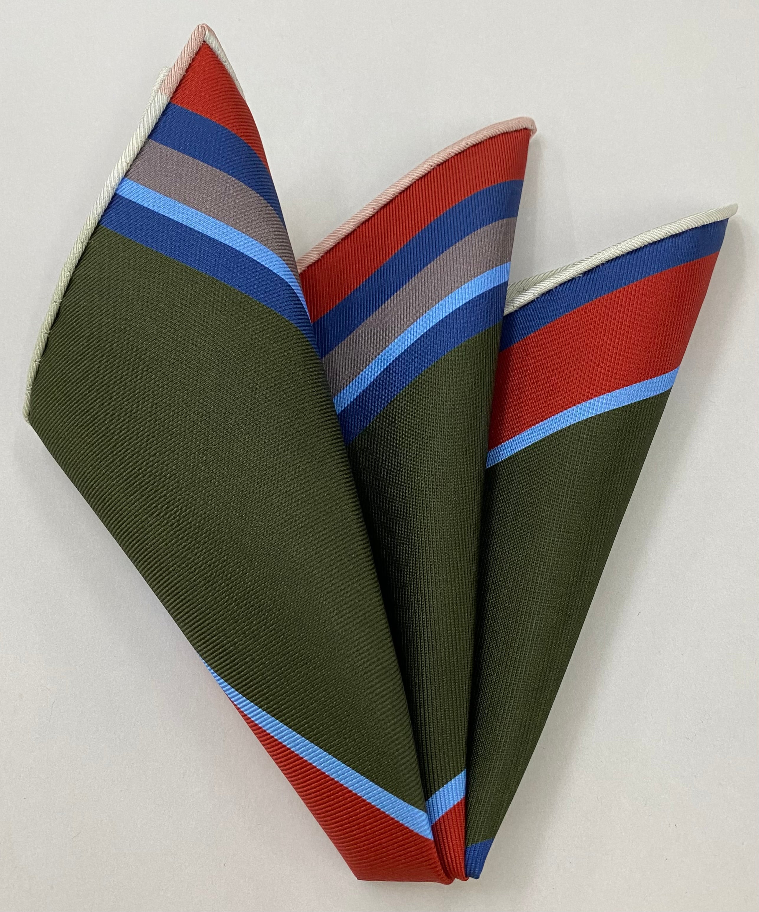 Modern Madder Print Stripe Silk Pocket Square MMSP-12