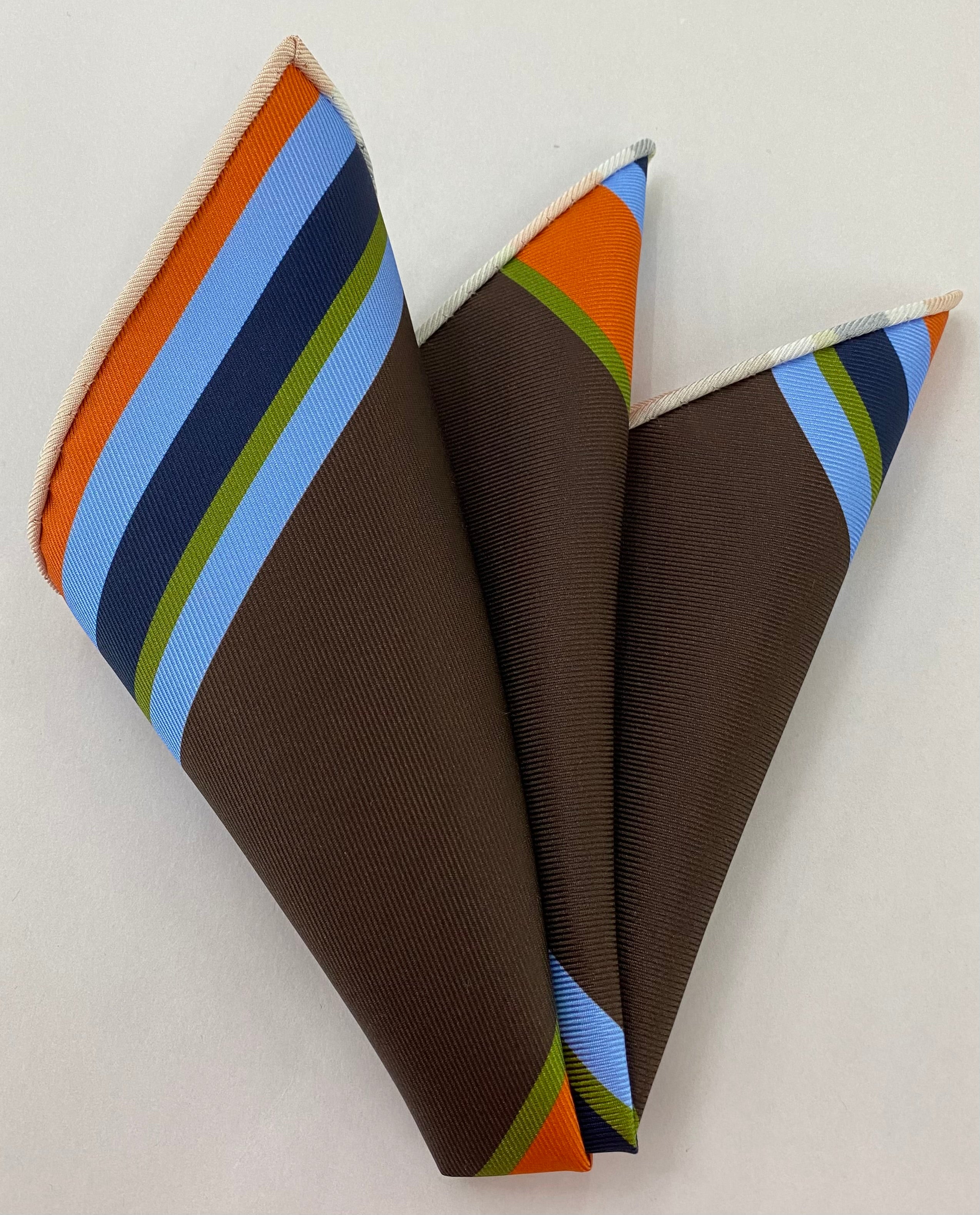 Modern Madder Print Stripe Silk Pocket Square MMSP-13