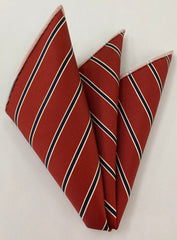 Modern Madder Print Stripe Silk Pocket Square MMSP-15