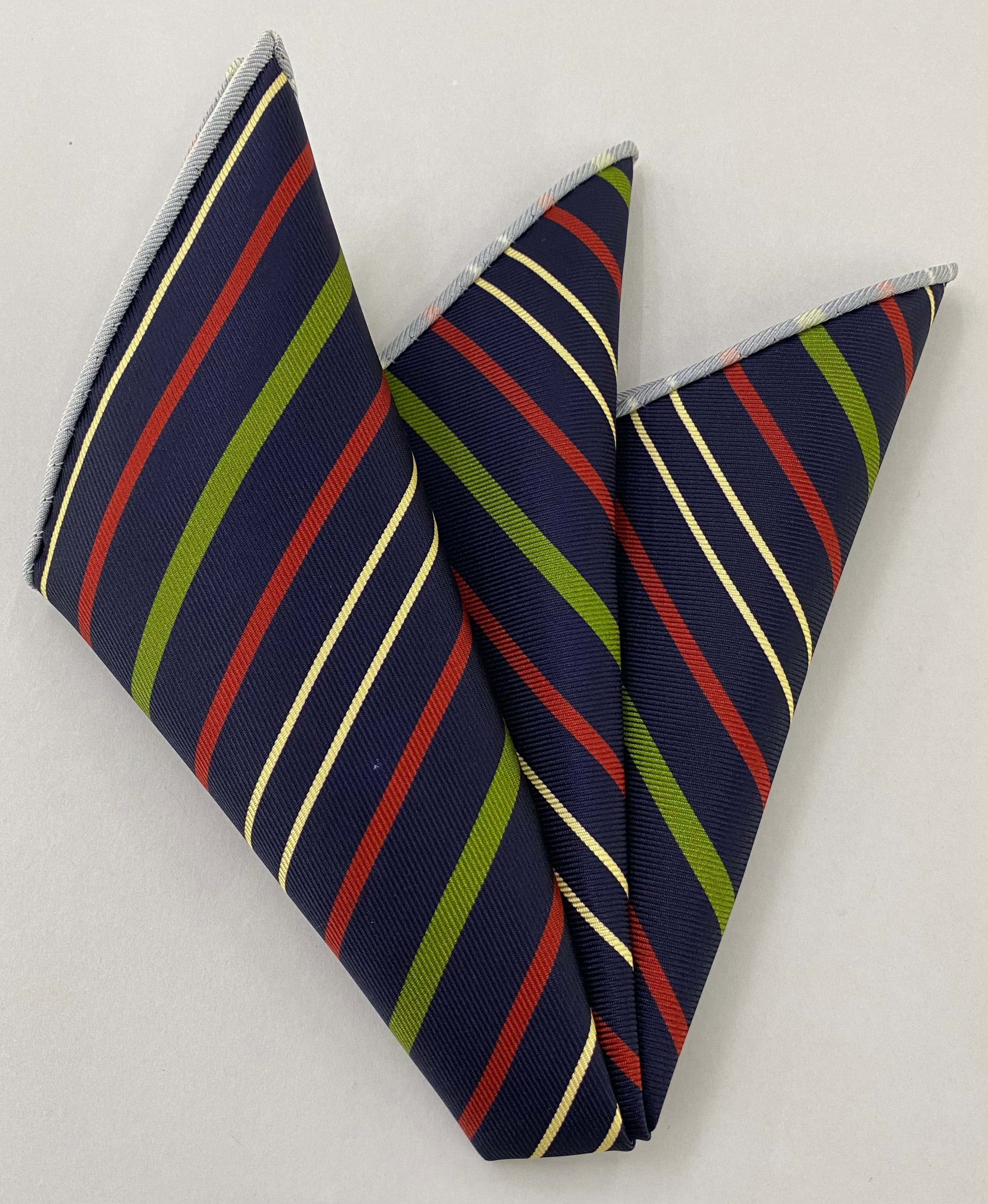 Modern Madder Print Stripe Silk Pocket Square MMSP-16