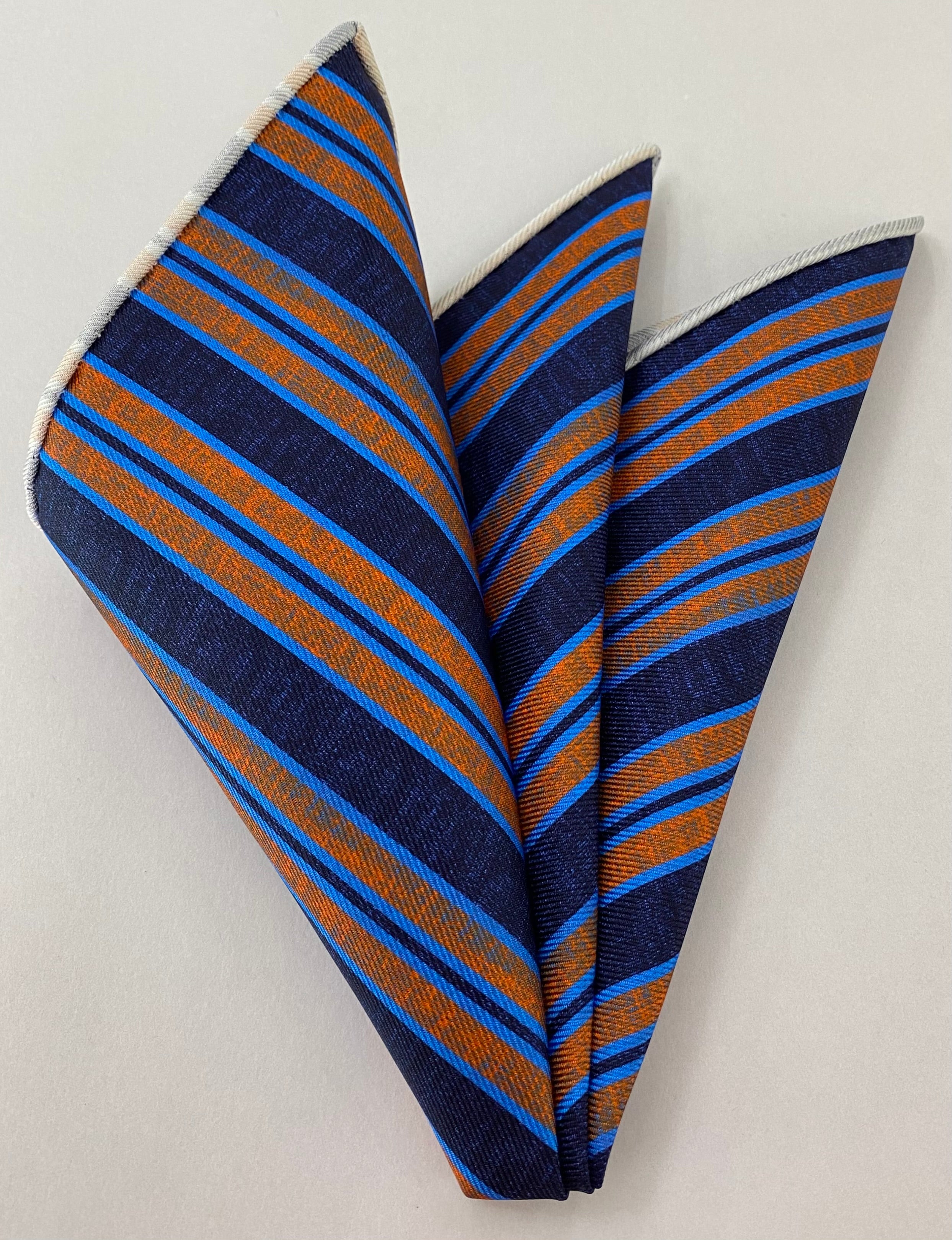 Modern Madder Print Stripe Silk Pocket Square MMSP-4