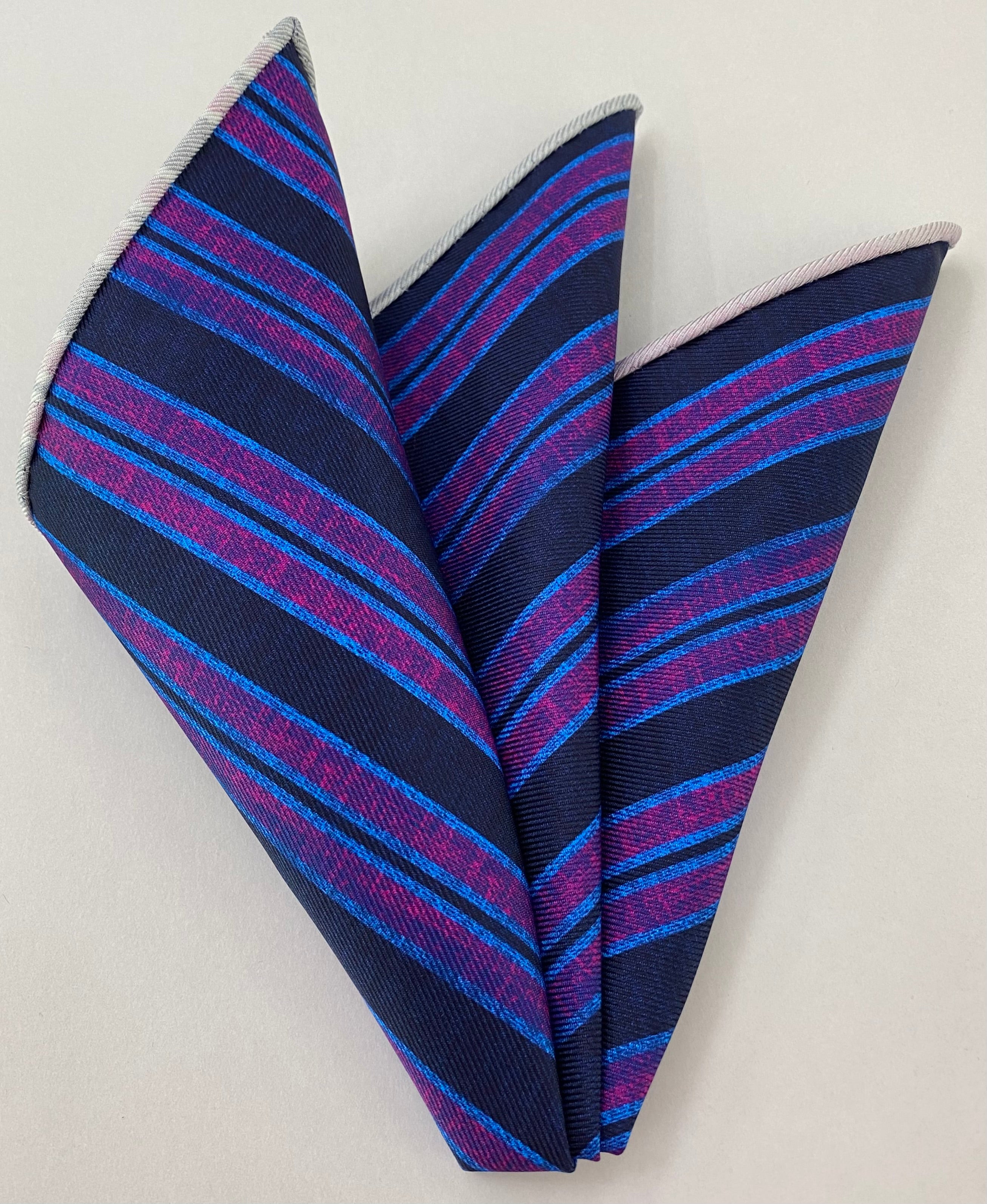 Modern Madder Print Stripe Silk Pocket Square MMSP-5