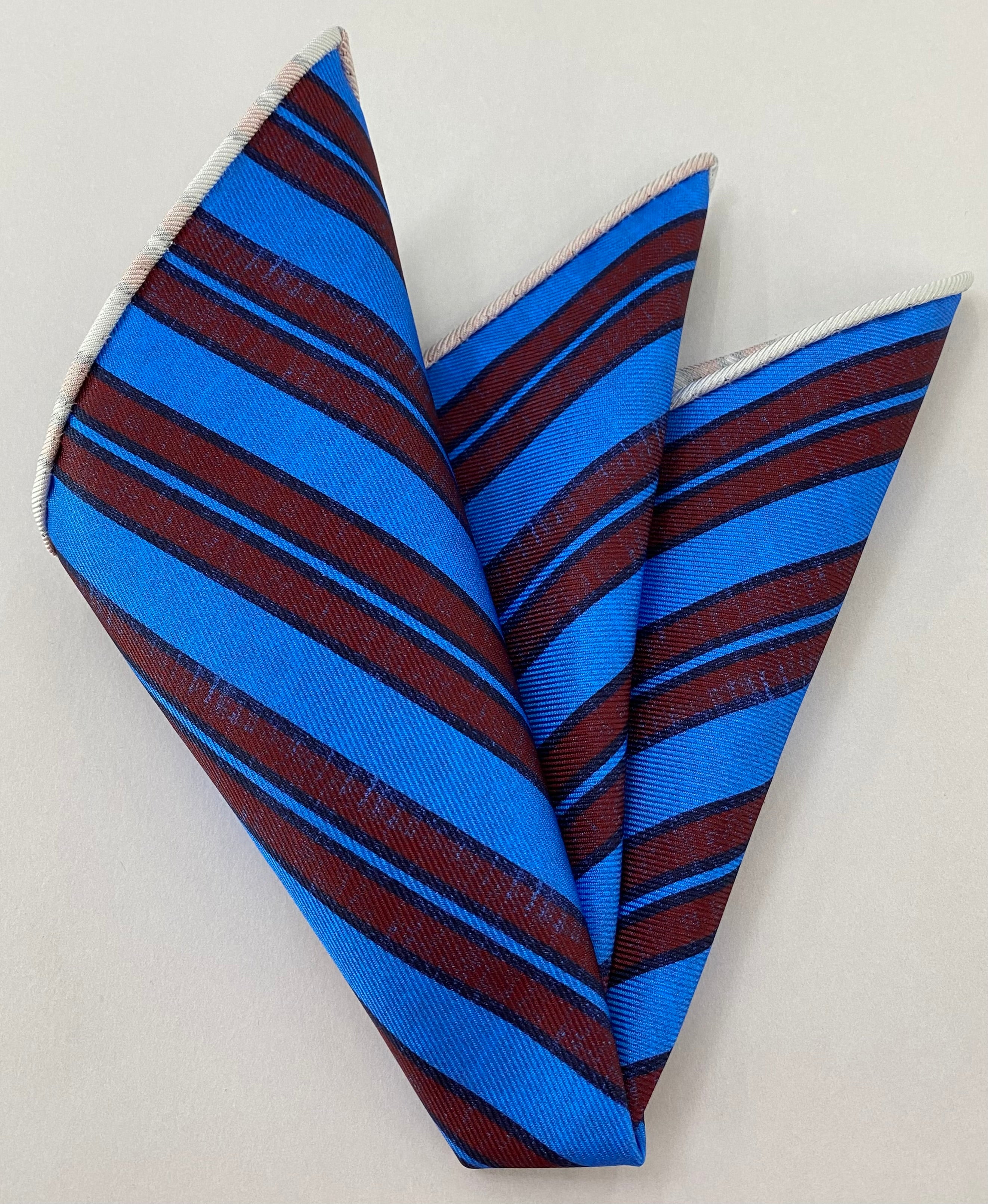 Modern Madder Print Stripe Silk Pocket Square MMSP-6